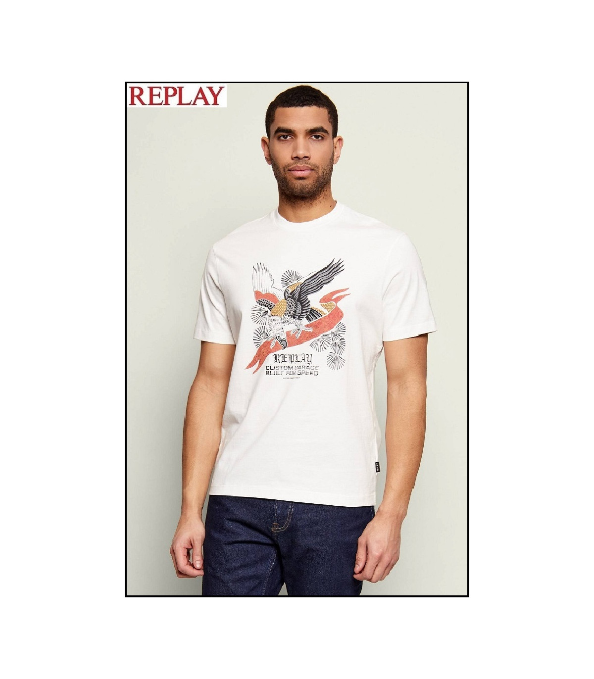 CAMISETA BLANCA CON ESTAMPADO ÁGUILA REPLAY