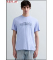 CAMISETA DE ALGODÓN Y LINO CON INSCRIPCIÓN REPLAY