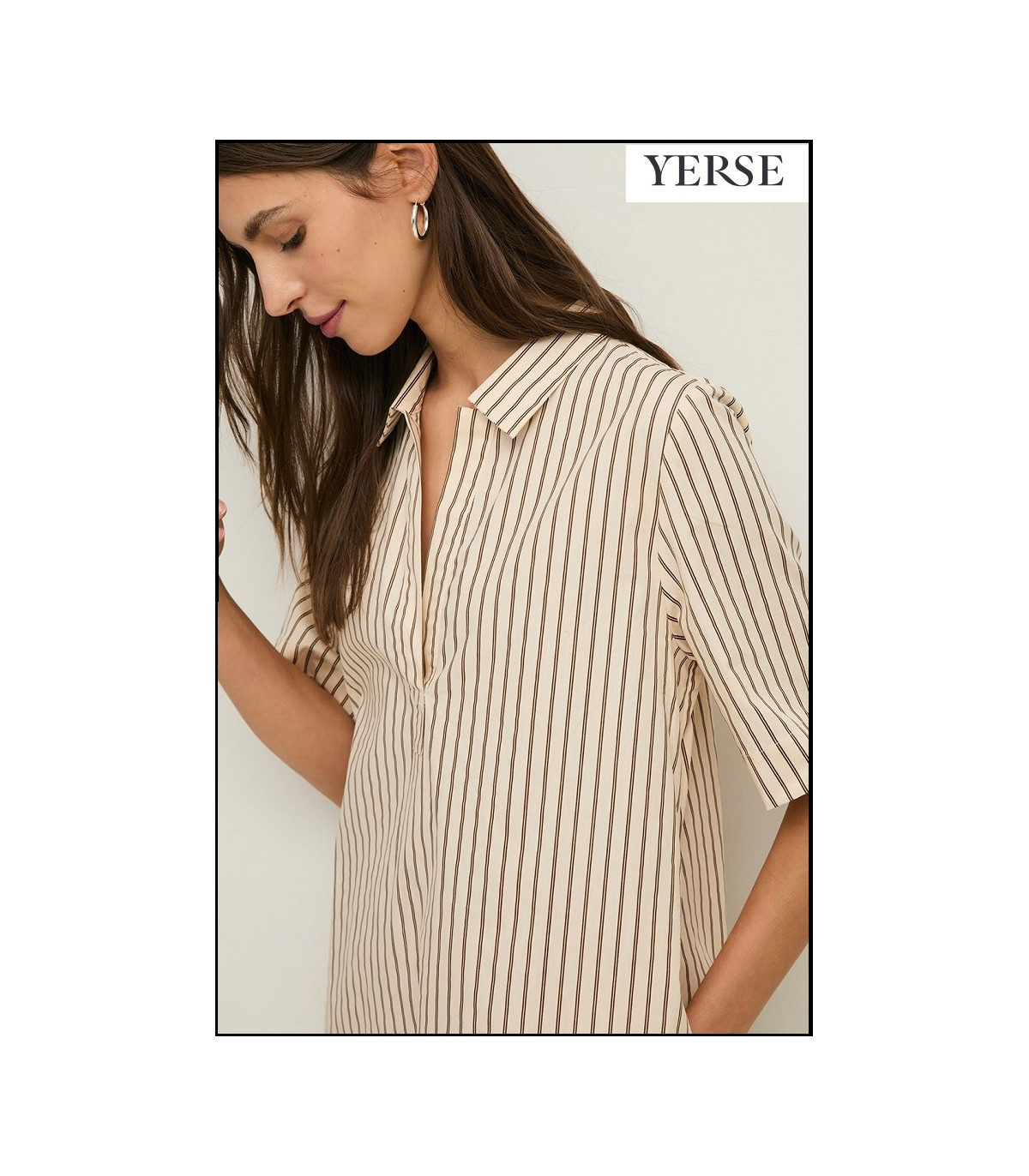 VESTIDO CORTO CAMISERO POPELÍN RAYAS YERSE