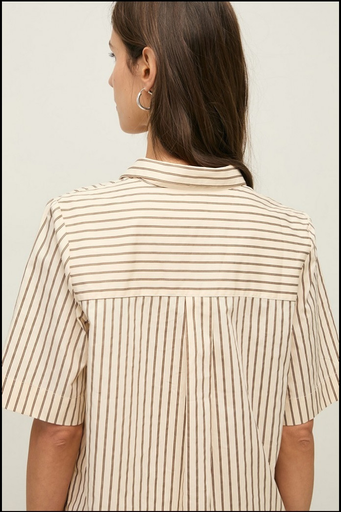 VESTIDO CORTO CAMISERO POPELÍN RAYAS YERSE