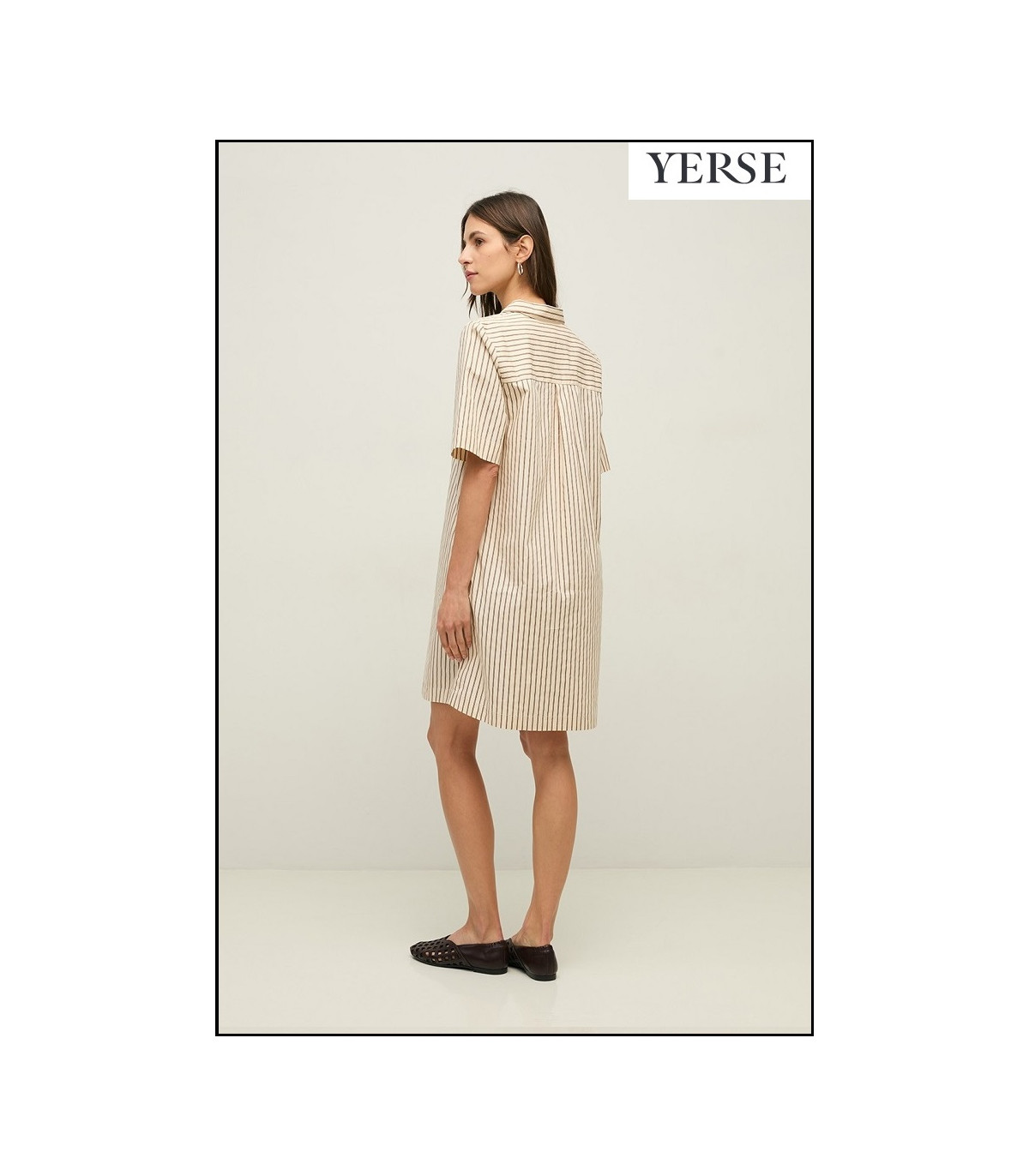 VESTIDO CORTO CAMISERO POPELÍN RAYAS YERSE