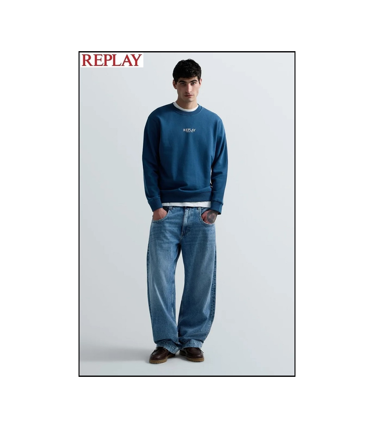 SUDADERA DE ALGODÓN AZUL PETRÓLEO REPLAY