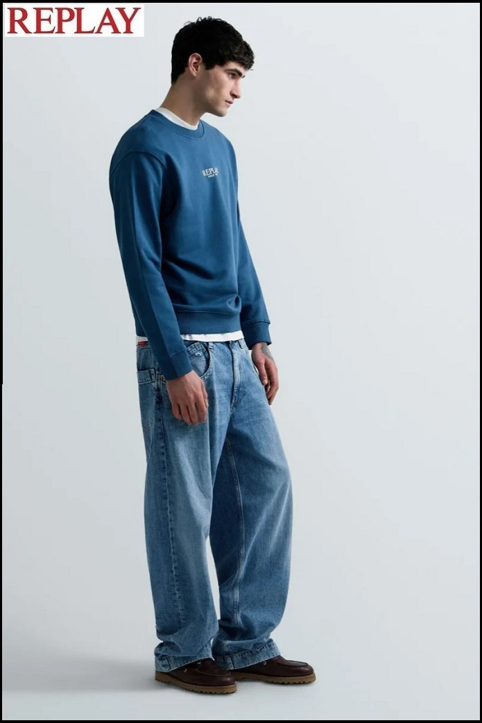 SUDADERA DE ALGODÓN AZUL PETRÓLEO REPLAY