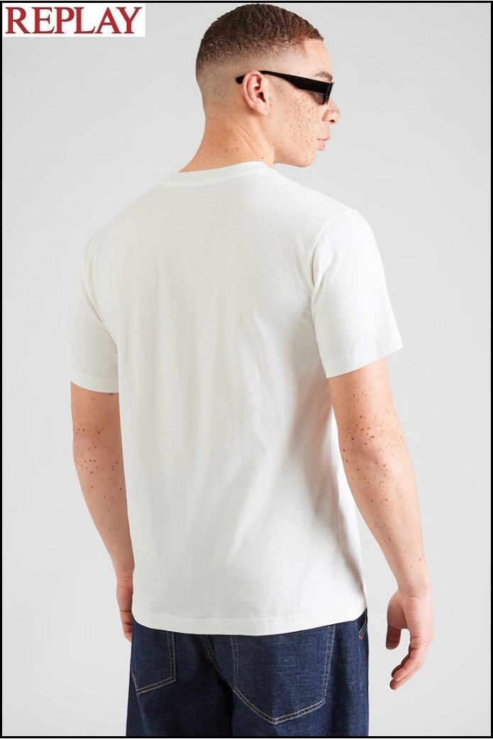 CAMISETA BLANCA LOGO VERDE REPLAY