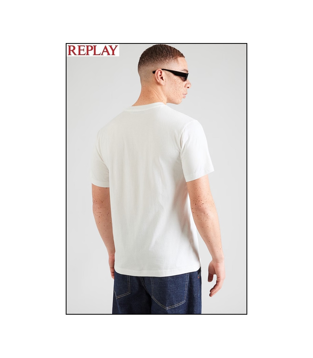 CAMISETA BLANCA LOGO VERDE REPLAY