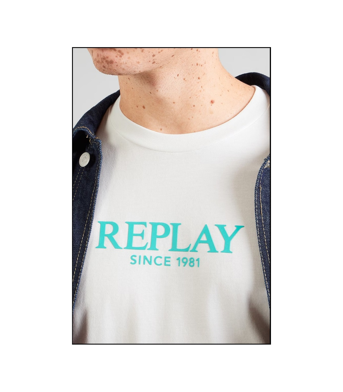 CAMISETA BLANCA LOGO VERDE REPLAY