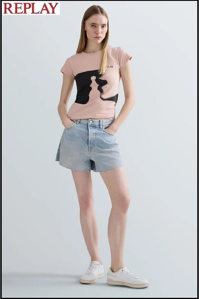 PANTALÓN CORTO RECTO DE DENIM CLARO REPLAY