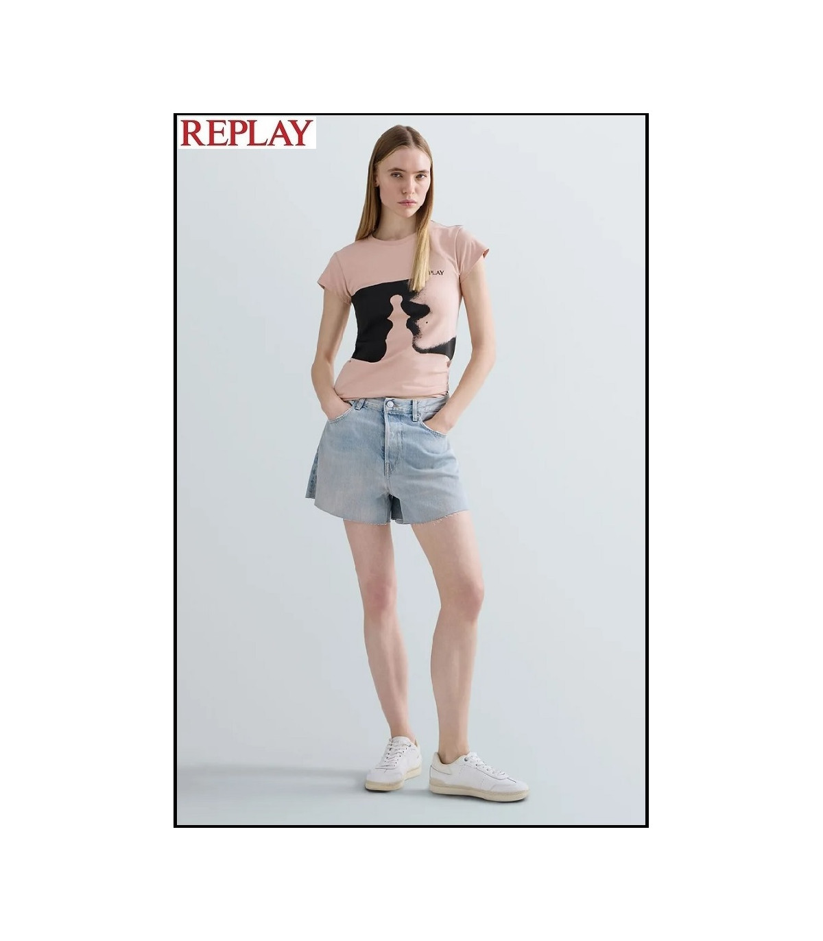 PANTALÓN CORTO RECTO DE DENIM CLARO REPLAY