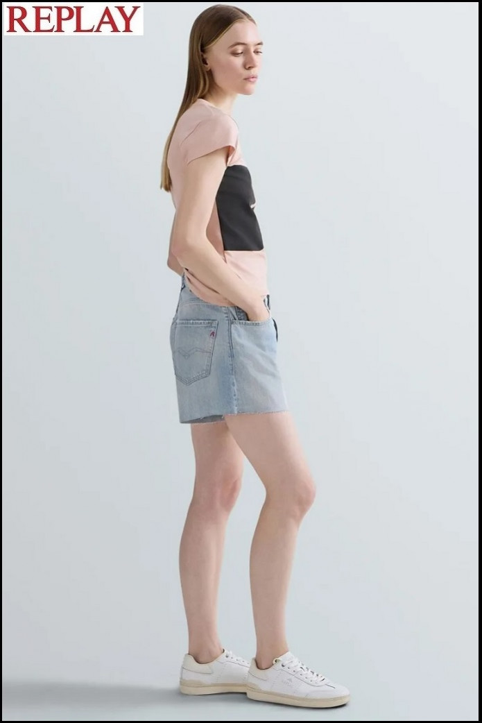 PANTALÓN CORTO RECTO DE DENIM CLARO REPLAY