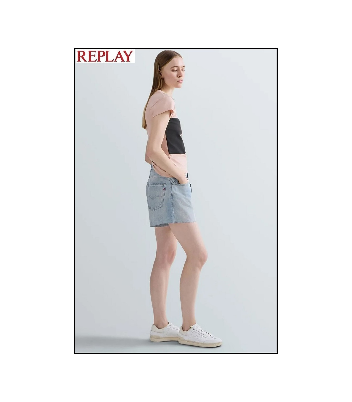 PANTALÓN CORTO RECTO DE DENIM CLARO REPLAY