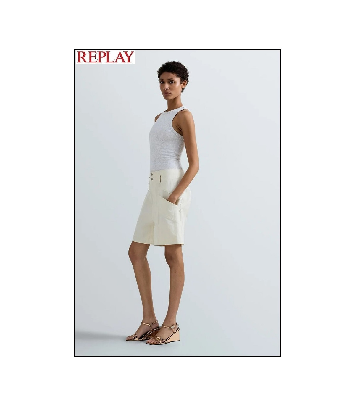 BERMUDAS RELAXED FIT DE SARGA REPLAY