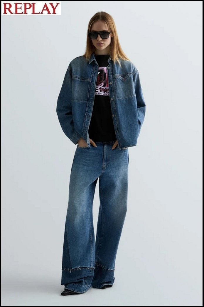 CAMISETA NEGRA DE PUNTO CON ESTAMPADO FOTOGRÁFICO REPLAY