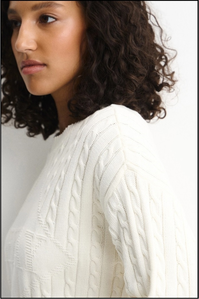 JERSEY BLANCO CORTO DE TRENZAS CON LOGOTIPO REPLAY