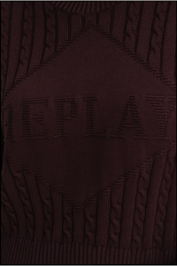 JERSEY MARRÓN CORTO DE TRENZAS CON LOGOTIPO REPLAY