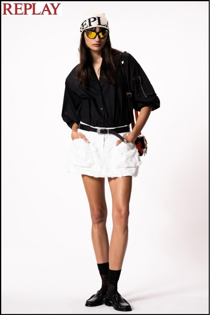 MINIFALDA FLORAL DESHILACHADA REPLAY