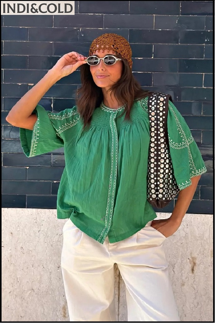 CAMISA MANGA CAMPANA VERDE INDI&COLD
