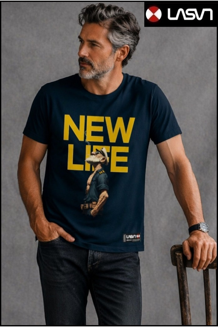 CAMISETA DE HOMBRE NEW LIFE AZUL MARINO LA SAL