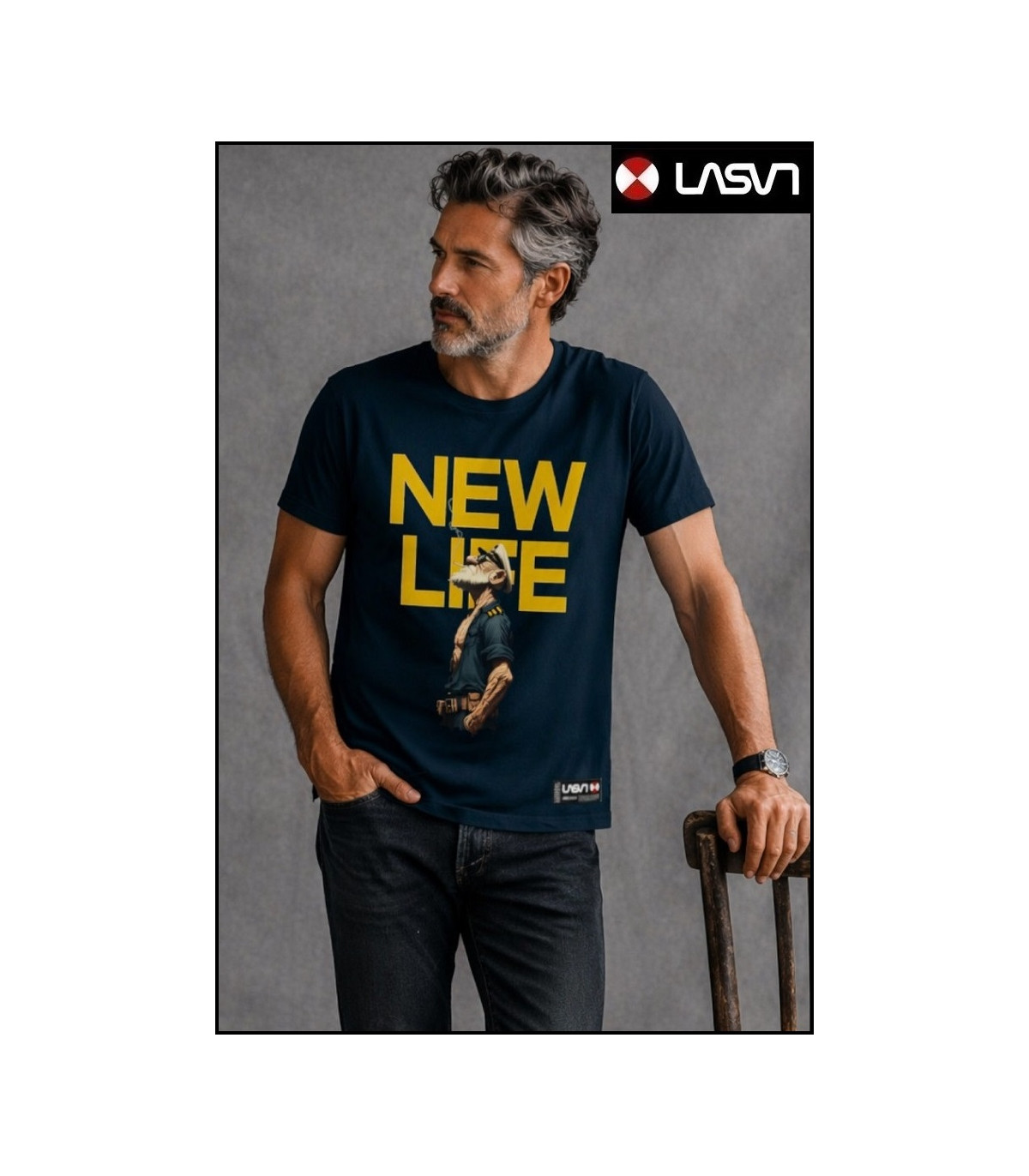 CAMISETA DE HOMBRE NEW LIFE AZUL MARINO LA SAL