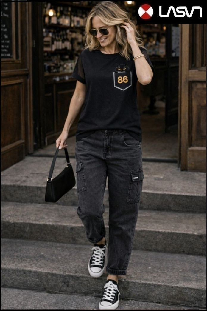 CAMISETA DE MUJER BONNE NUIT NEGRO LA SAL