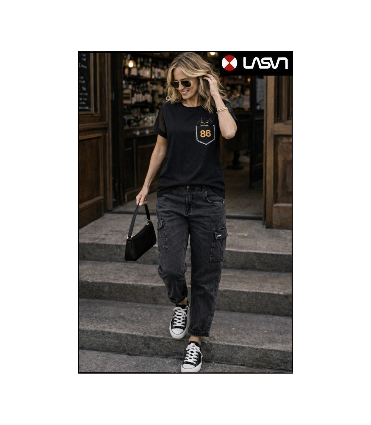 CAMISETA DE MUJER BONNE NUIT NEGRO LA SAL