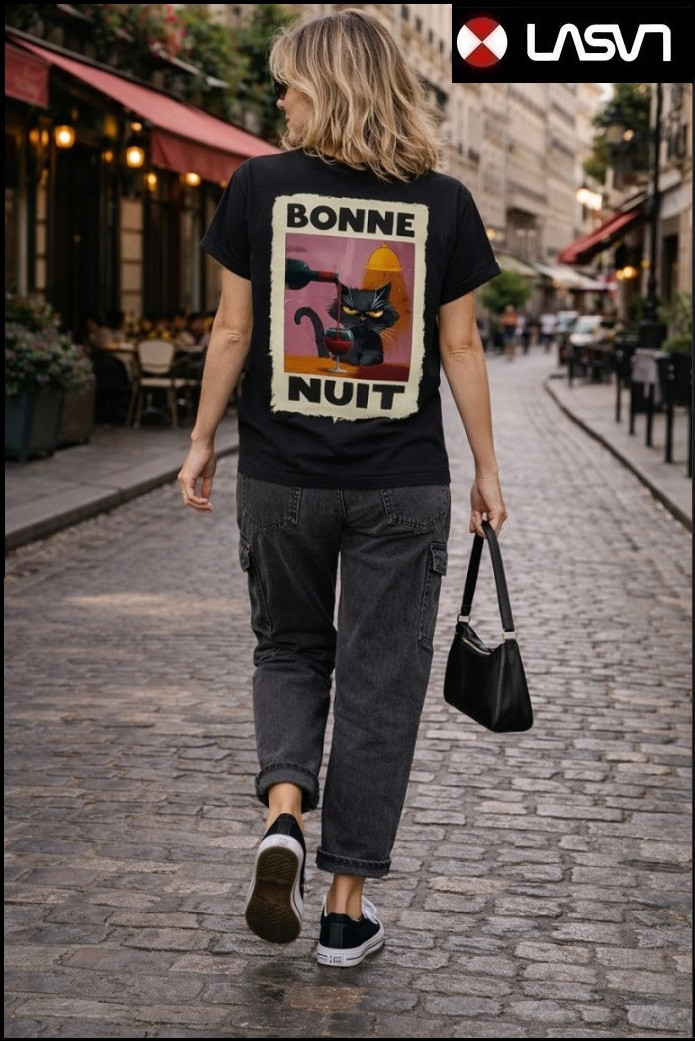 CAMISETA DE MUJER BONNE NUIT NEGRO LA SAL