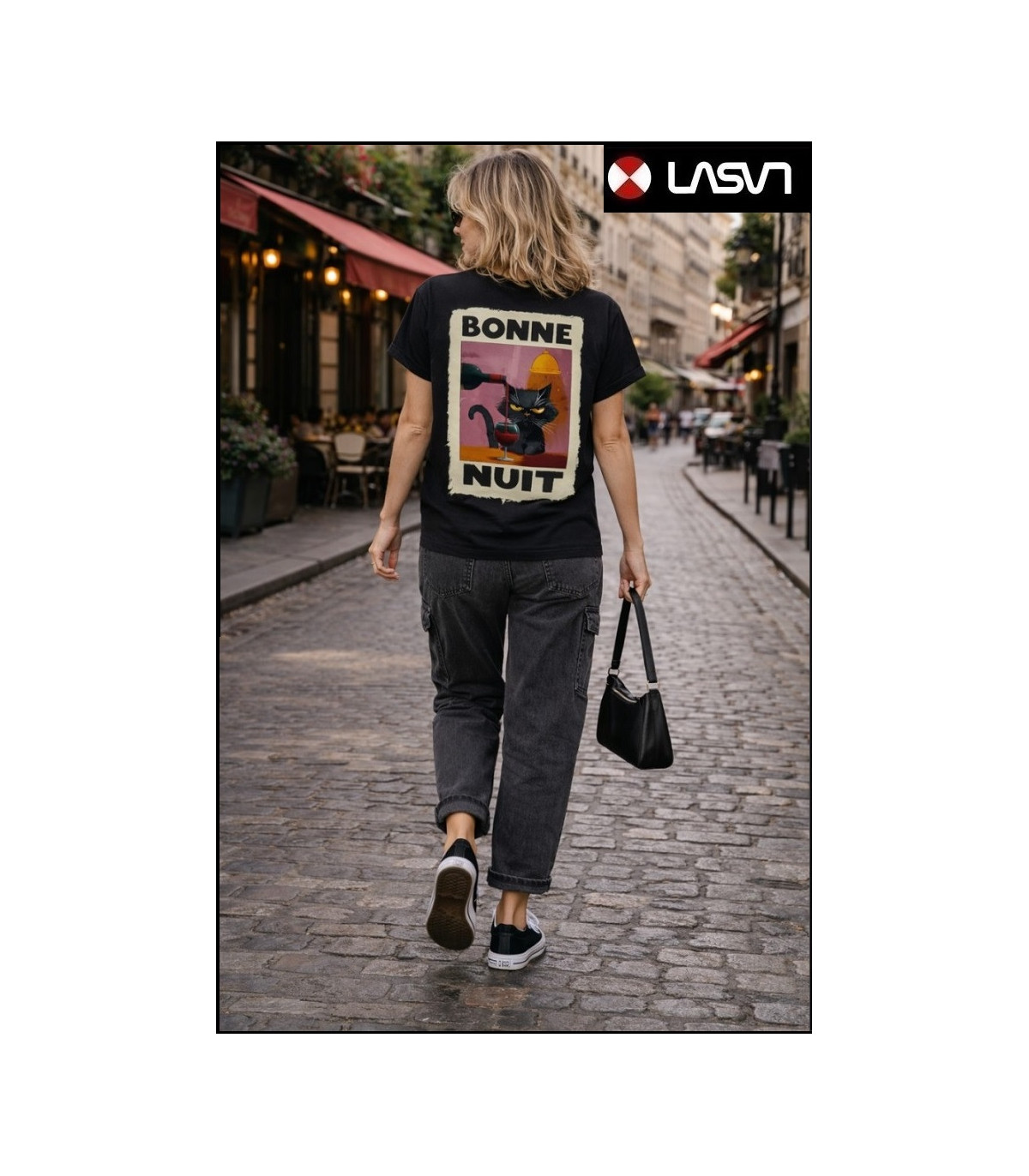 CAMISETA DE MUJER BONNE NUIT NEGRO LA SAL