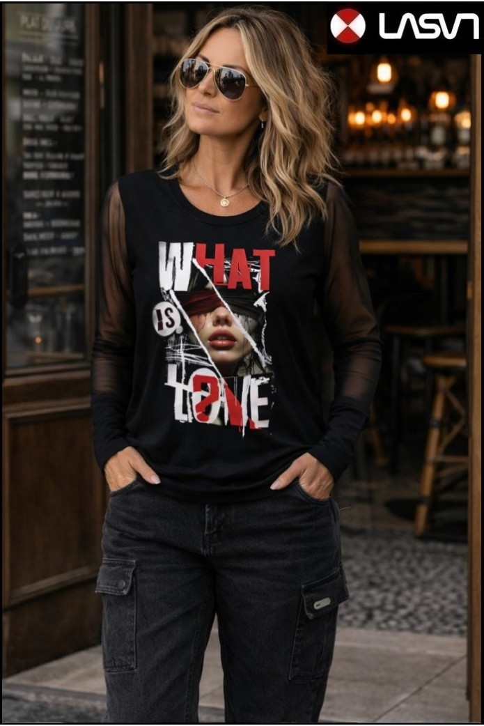 CAMISETA DE MUJER WHAT IS LOVE NEGRO LA SAL