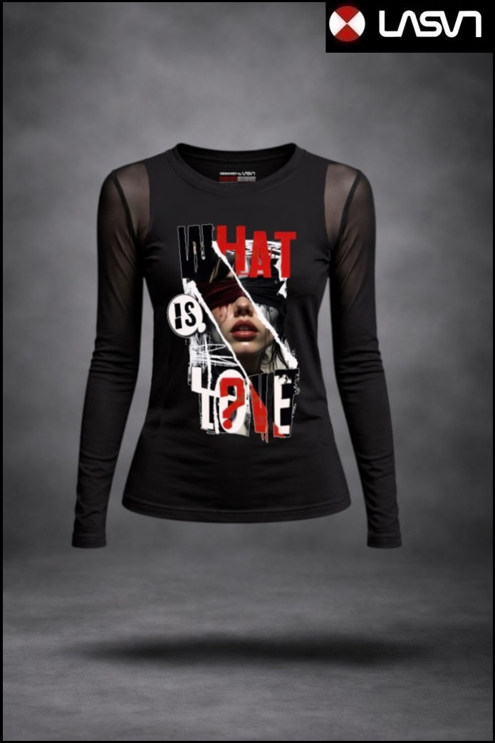 CAMISETA DE MUJER WHAT IS LOVE NEGRO LA SAL