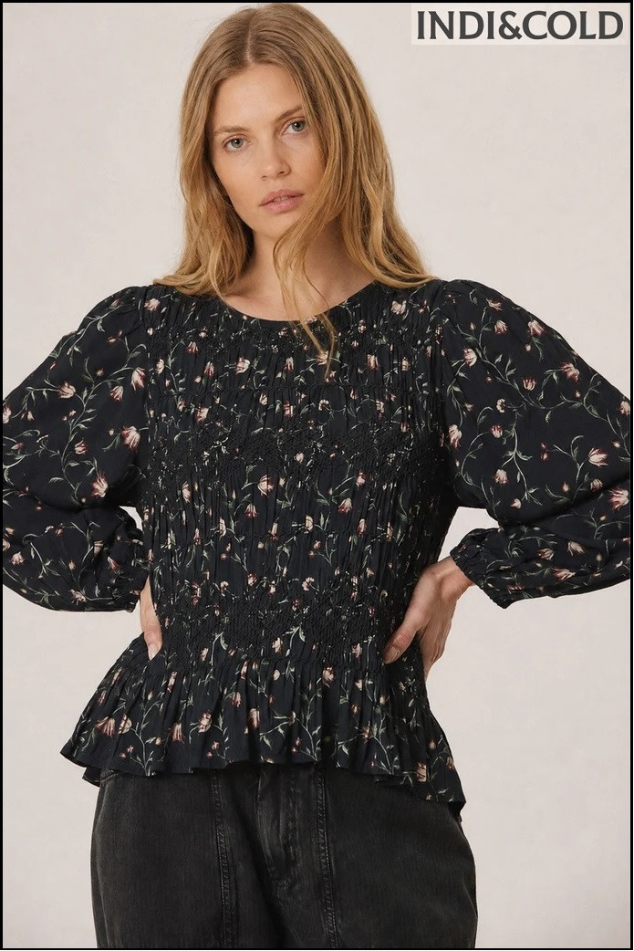 BLUSA SMOCK ESTAMPADO FLORAL INDI&COLD