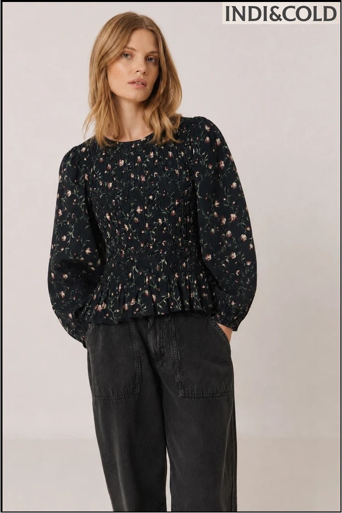 BLUSA SMOCK ESTAMPADO FLORAL INDI&COLD
