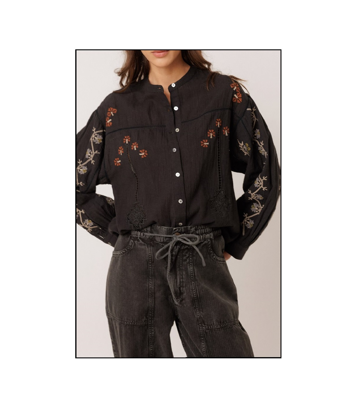 CAMISA BORDADOS NEGRO INDI&COLD