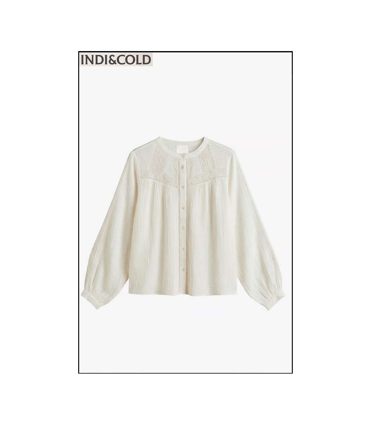 CAMISA COMBINADA CON PUNTILLAS CRUDO INDI&COLD