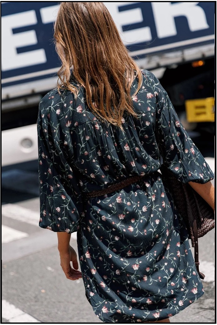 VESTIDO CAMISERO ESTAMPADO FLORAL INDI&COLD