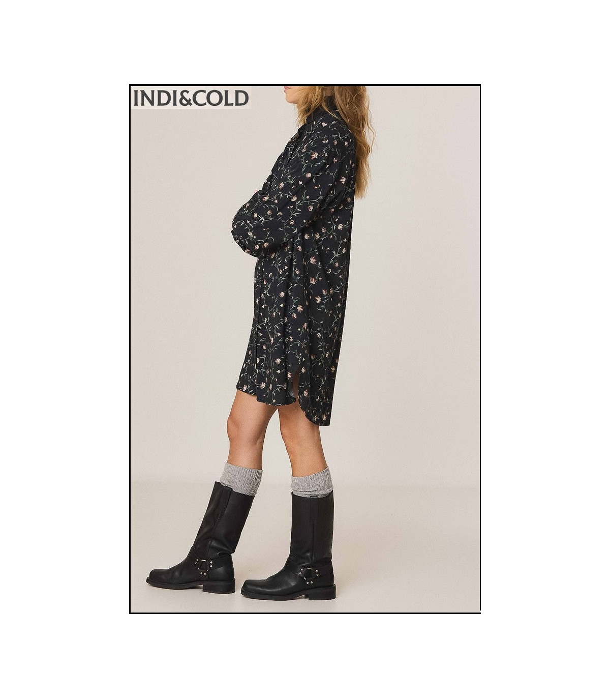 VESTIDO CAMISERO ESTAMPADO FLORAL INDI&COLD
