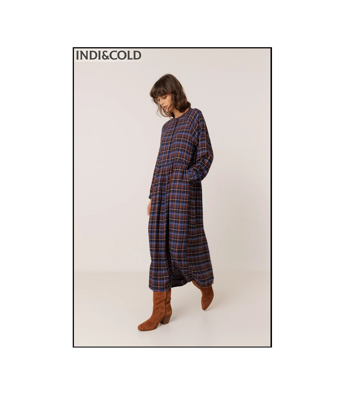 VESTIDO CUADROS MULTICOLOR INDI&COLD