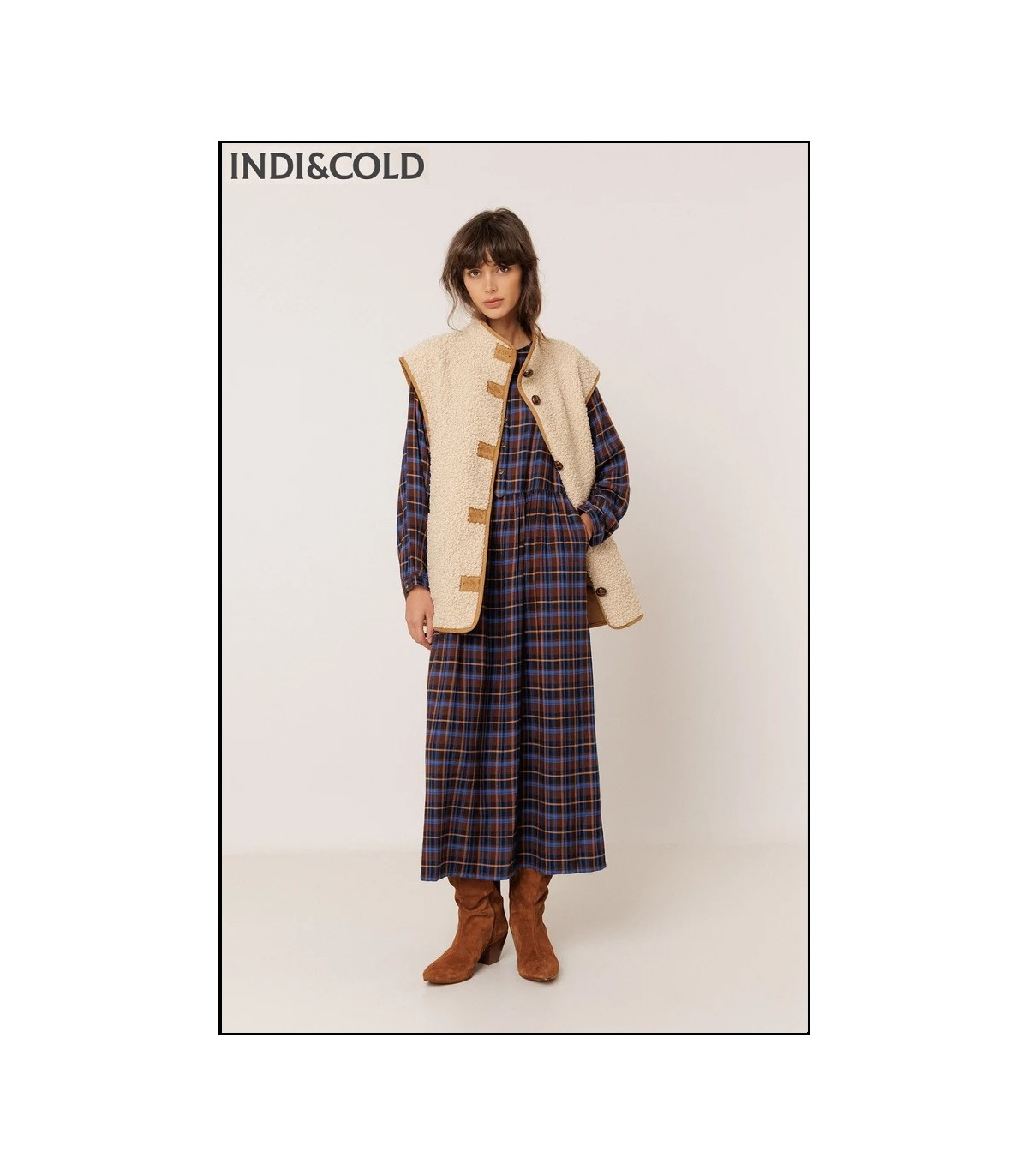 VESTIDO CUADROS MULTICOLOR INDI&COLD