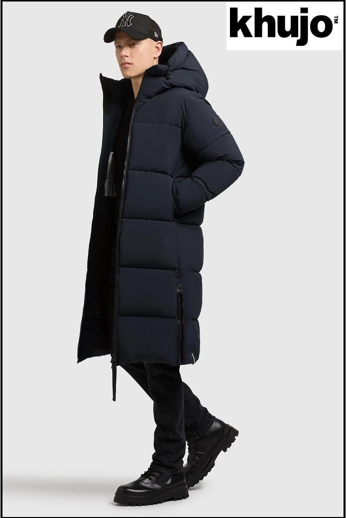 CHAQUETA LARGA GRIS OSCURO KHUJO