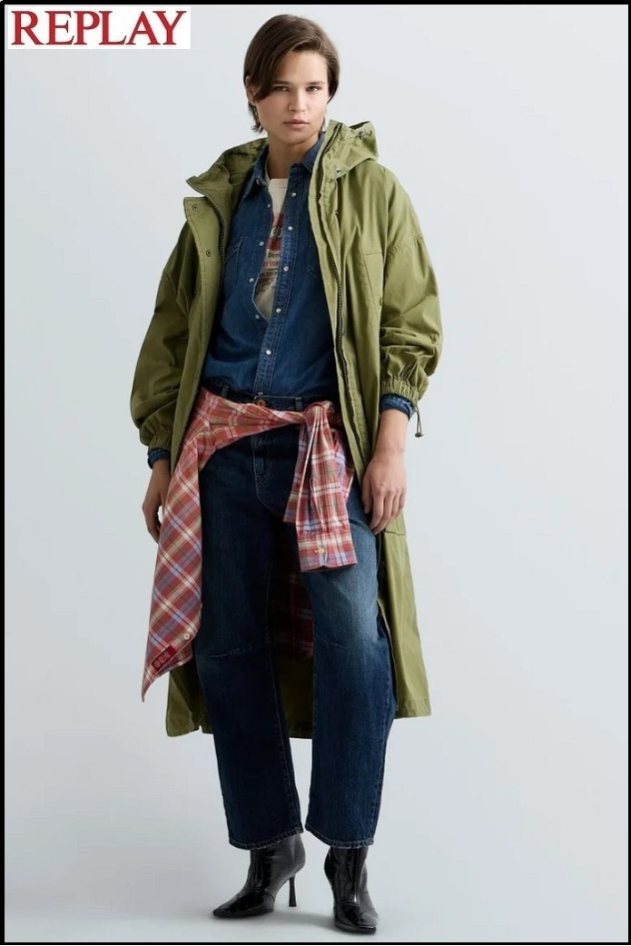 PARKA CON CAPUCHA DE MEZCLA DE ALGODÓN REPLAY