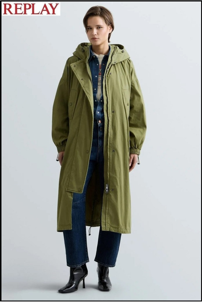 PARKA CON CAPUCHA DE MEZCLA DE ALGODÓN REPLAY