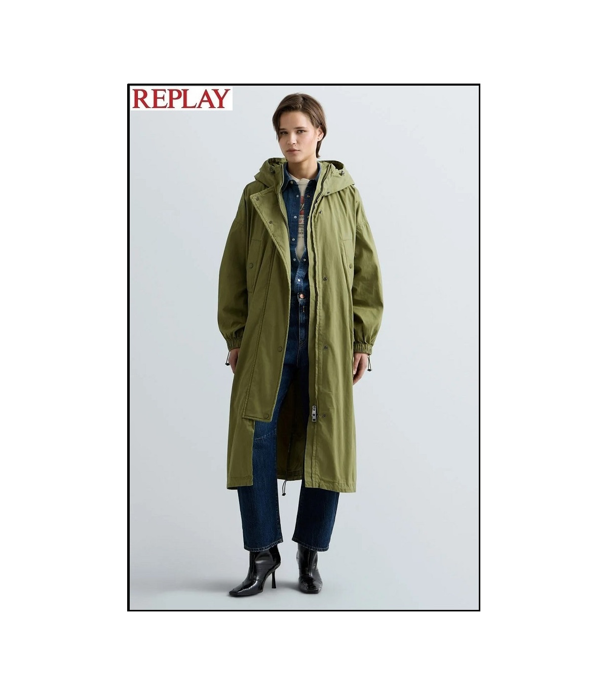PARKA CON CAPUCHA DE MEZCLA DE ALGODÓN REPLAY