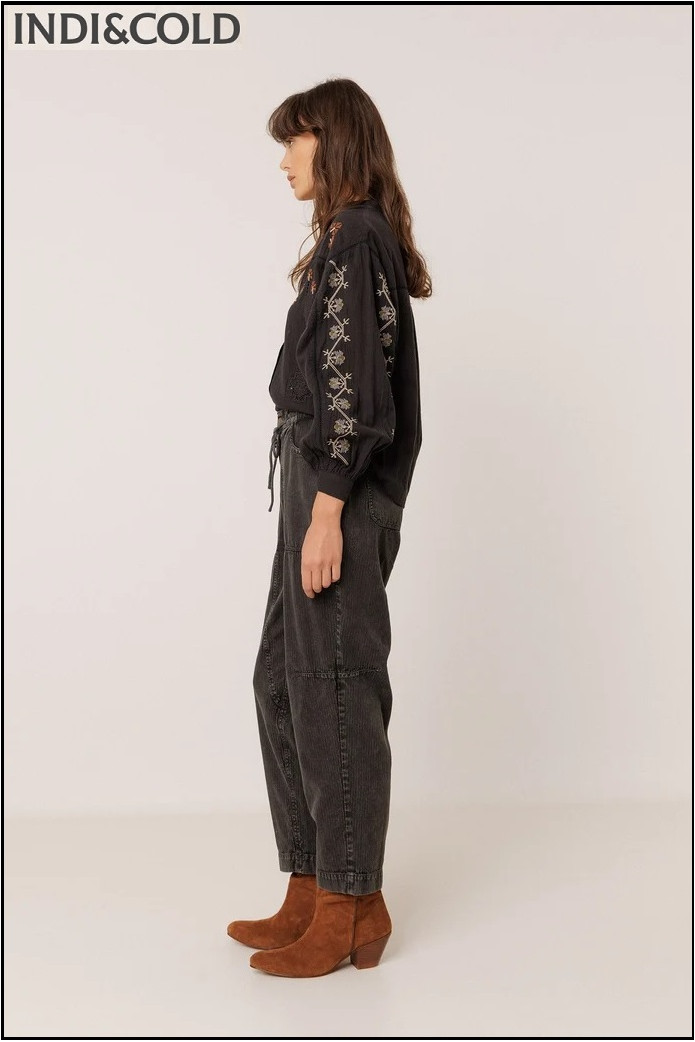 CAMISA BORDADA CON VOLUMEN NEGRO INDI&COLD