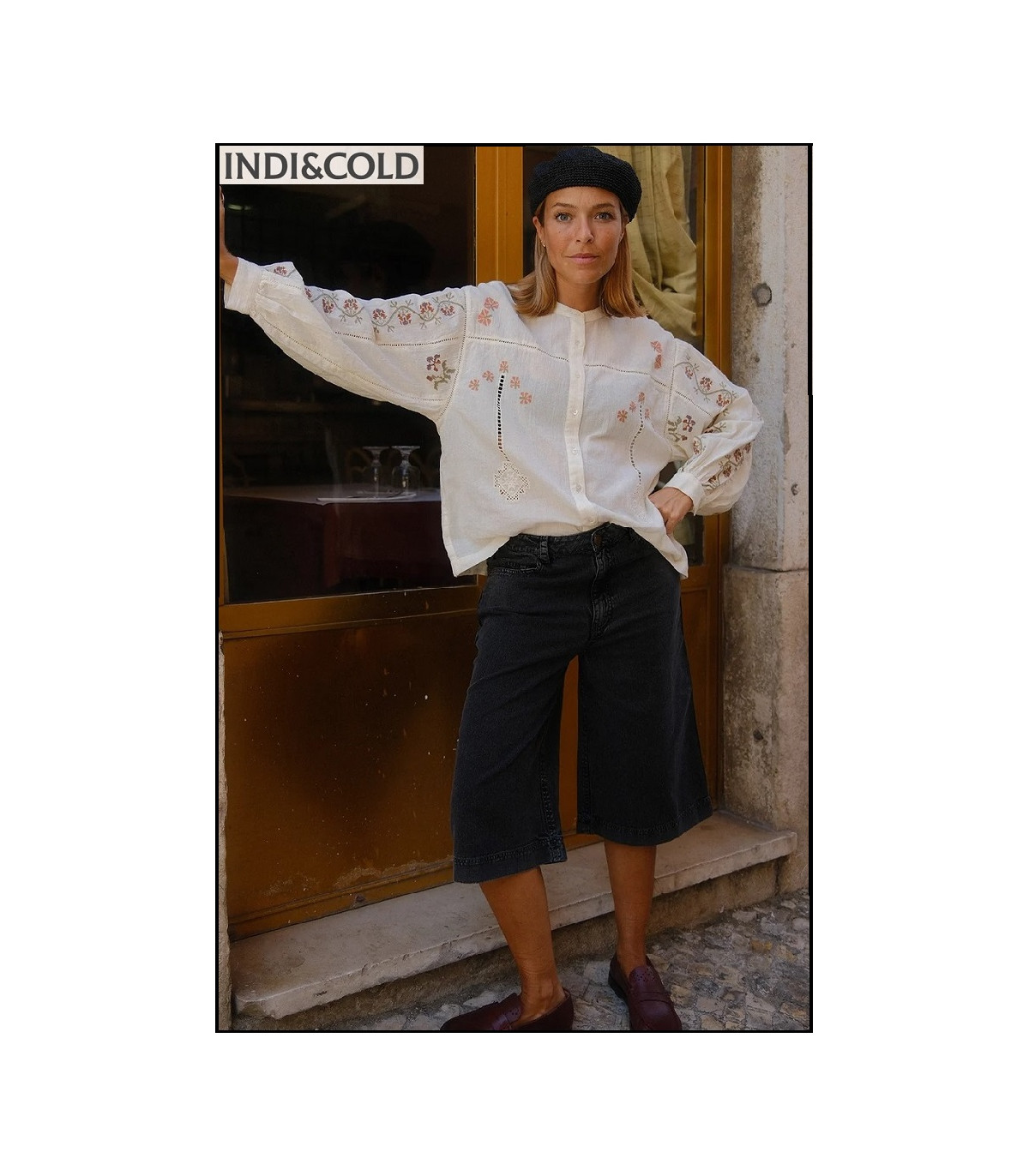 CAMISA BORDADA CON VOLUMEN CRUDO INDI&COLD
