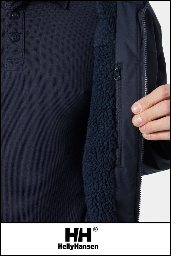CREW HOODED PILE JACKET NAVY HELLY HANSEN