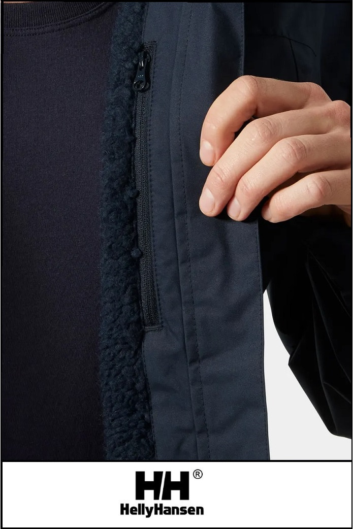CREW HOODED PILE JACKET NAVY HELLY HANSEN