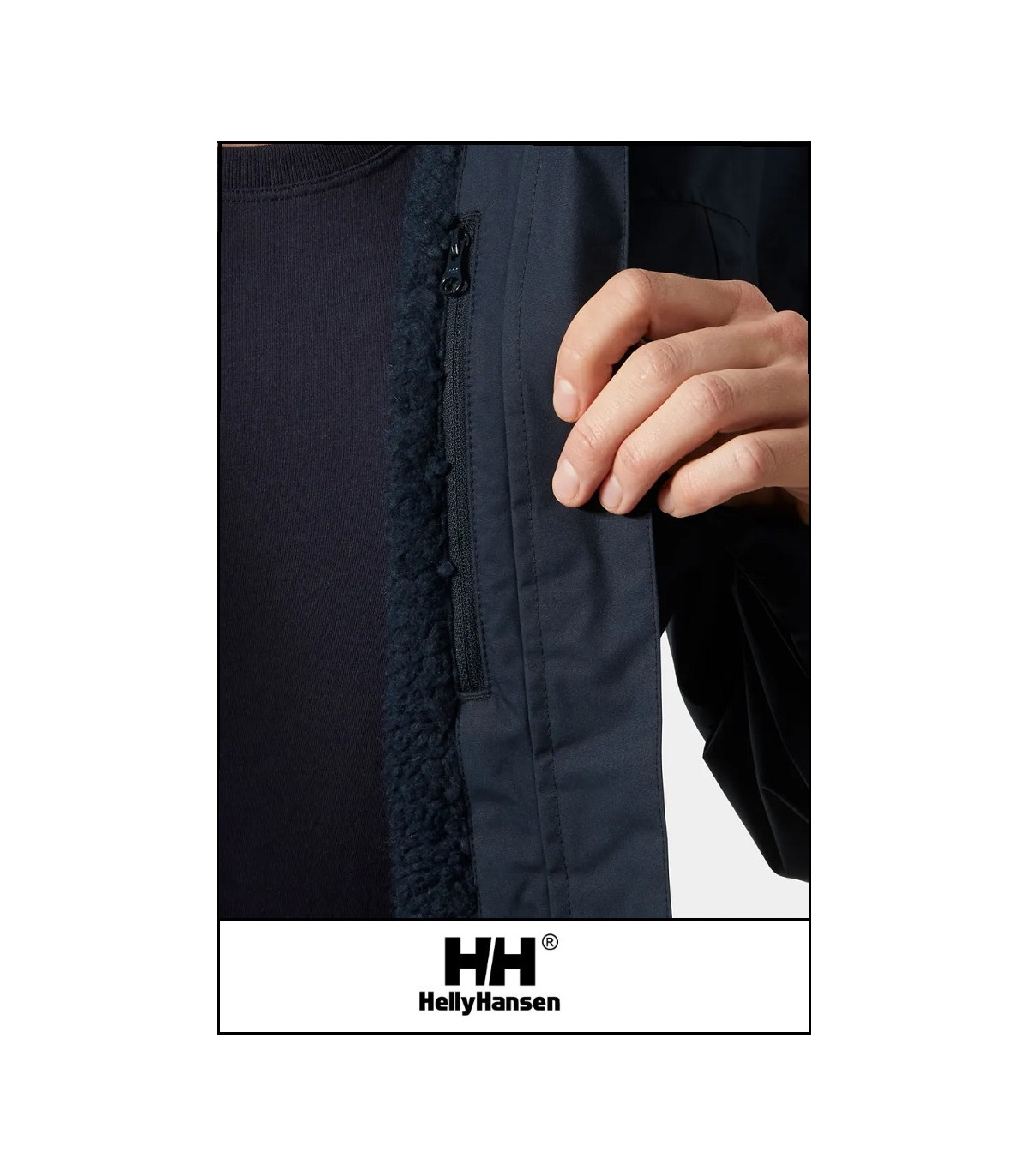 CREW HOODED PILE JACKET NAVY HELLY HANSEN