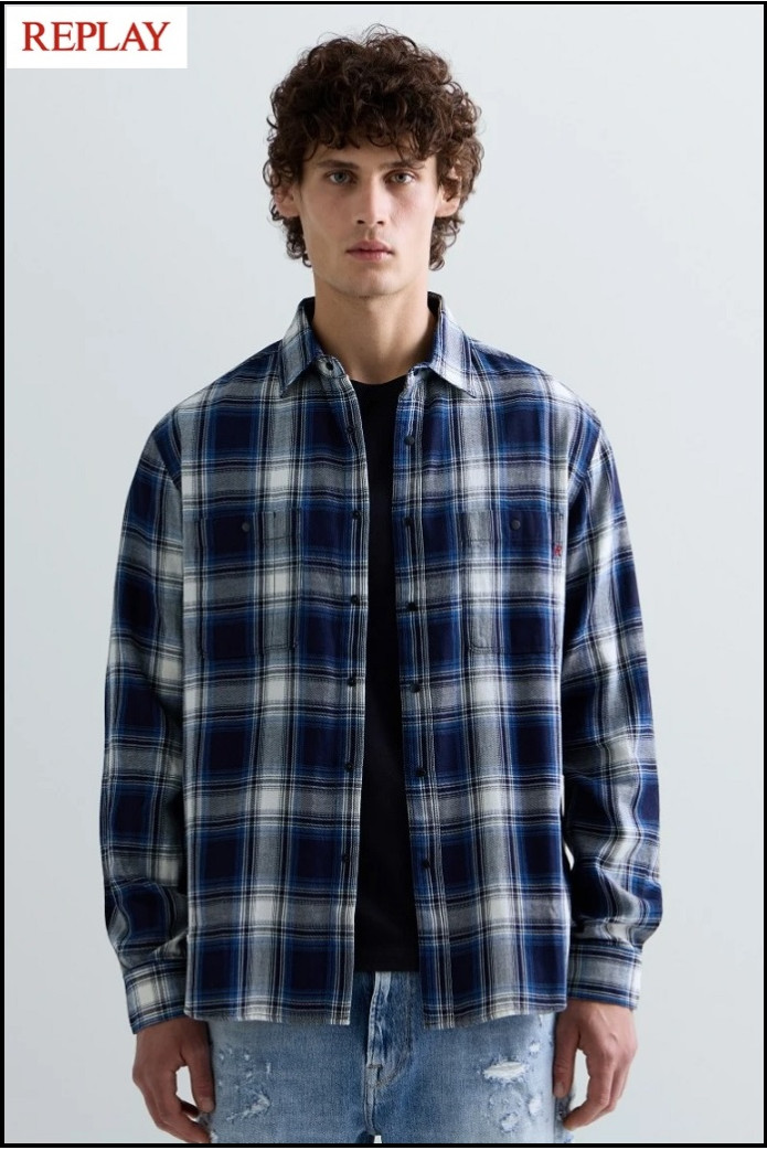 CAMISA DE CUADROS ÍNDIGO REPLAY