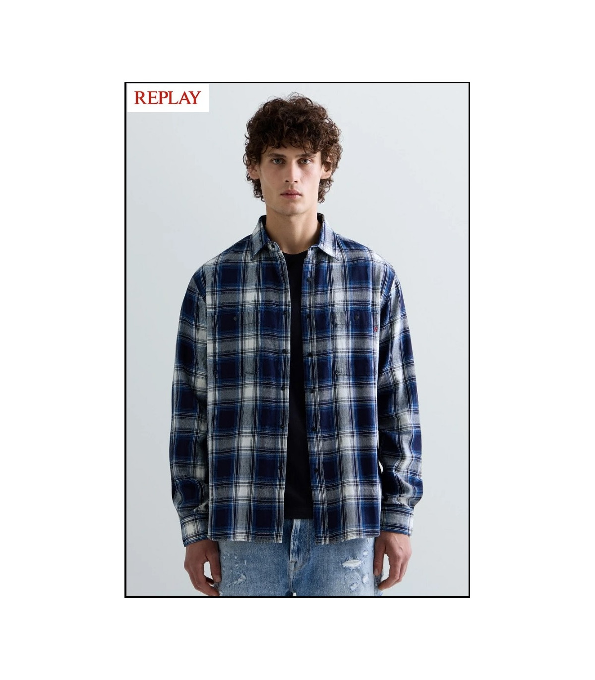 CAMISA DE CUADROS ÍNDIGO REPLAY