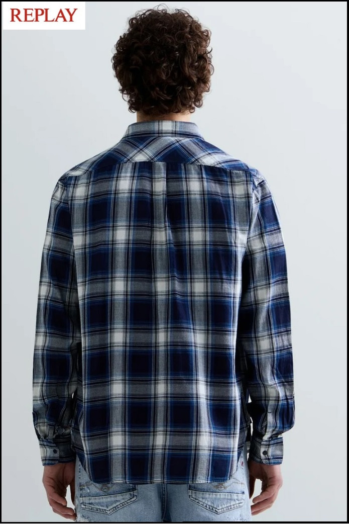 CAMISA DE CUADROS ÍNDIGO REPLAY
