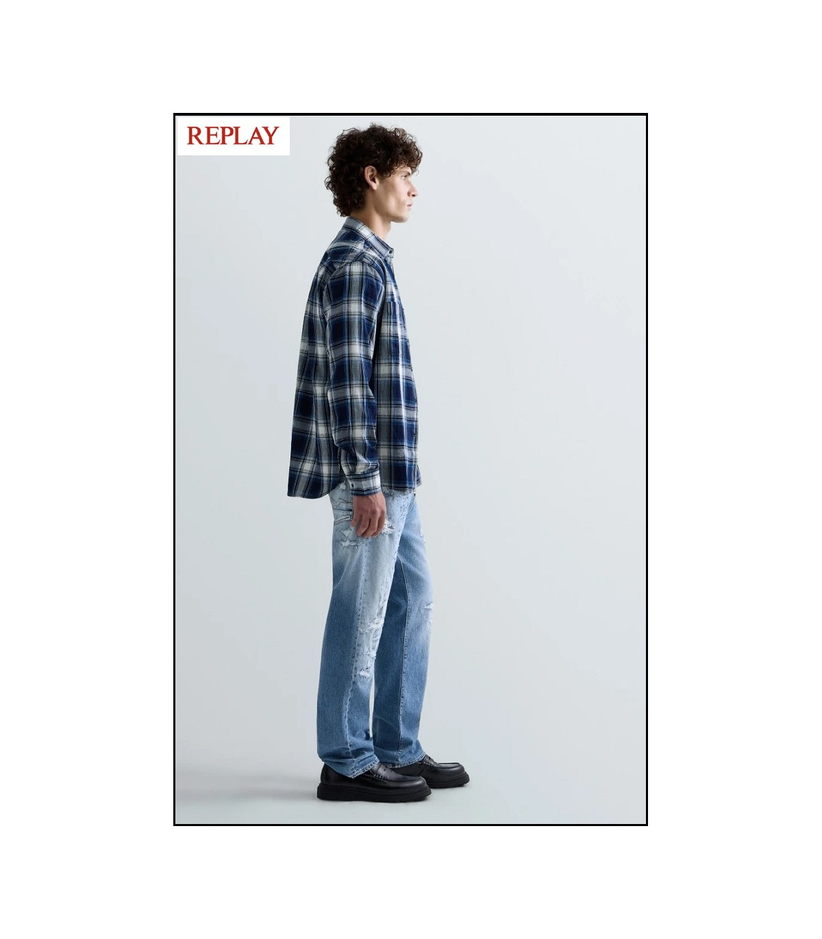 CAMISA DE CUADROS ÍNDIGO REPLAY