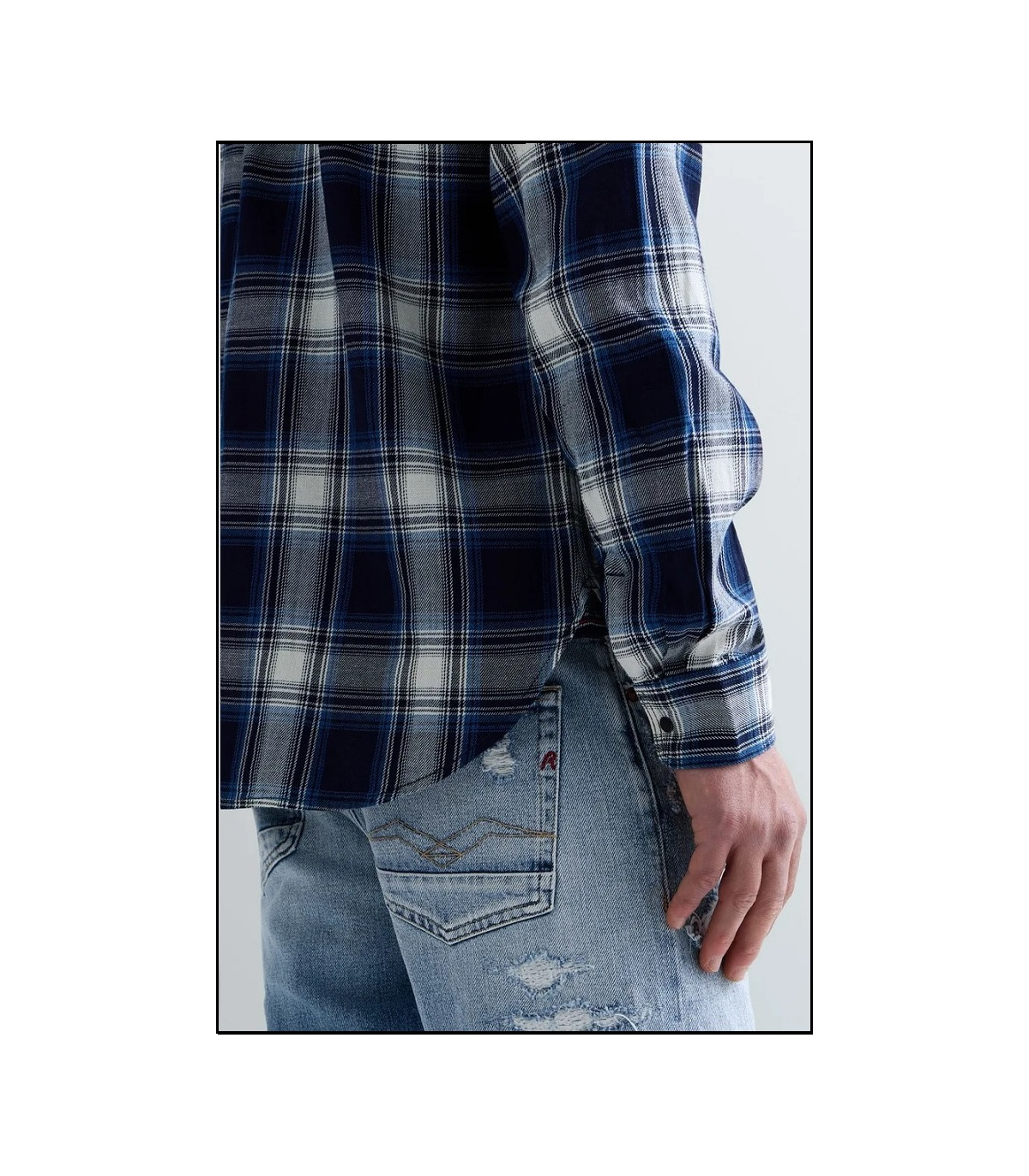 CAMISA DE CUADROS ÍNDIGO REPLAY